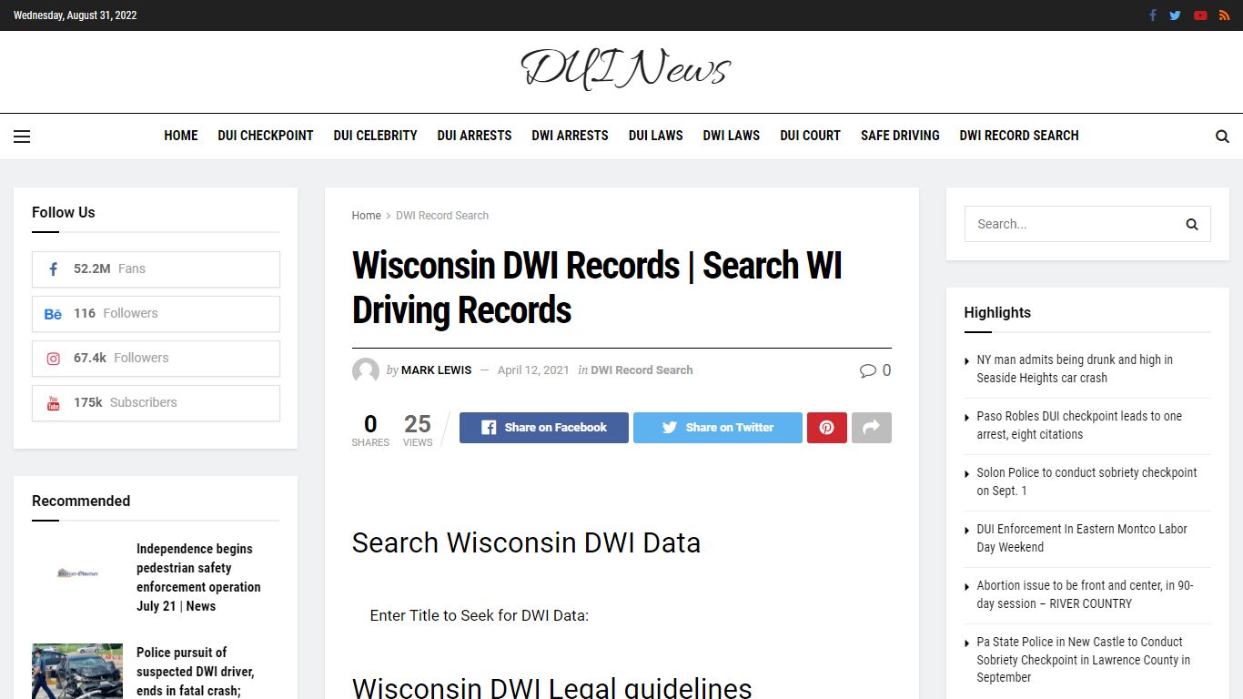 Wisconsin DWI Records | Search WI Driving Records – DUI News